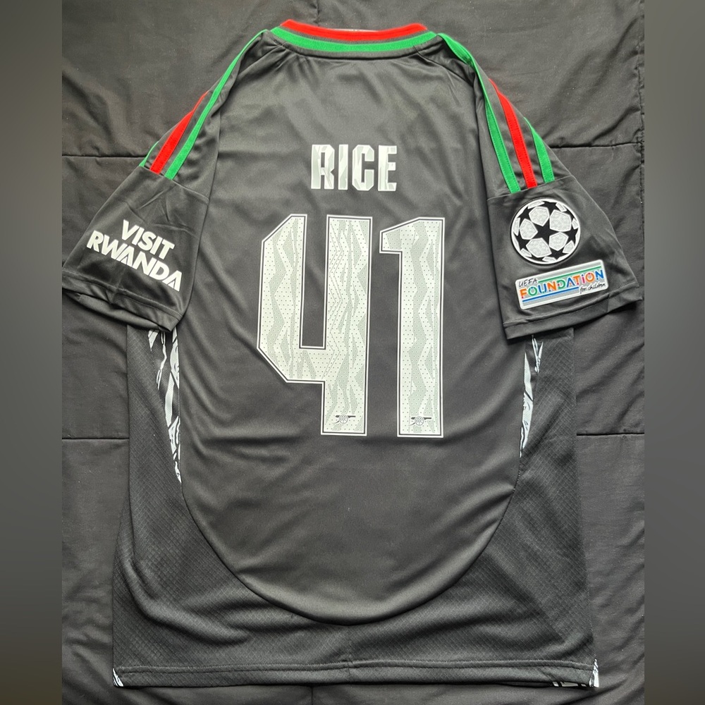 Rice #41 Arsenal UCL Away Jersey home 2025 Black Declan